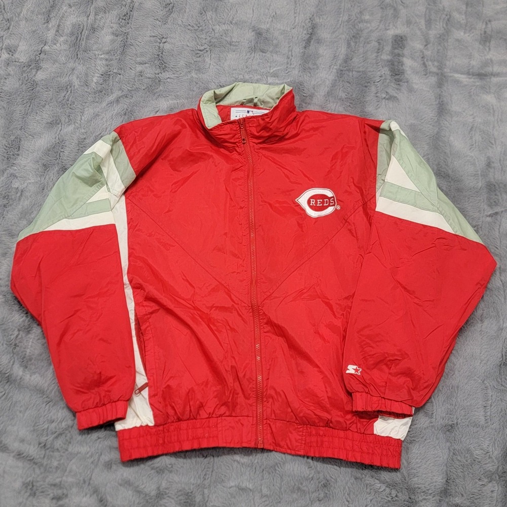 Vintage Cincinnati Reds Jacket Mens Large Red Windbreaker MLB Starter 90s